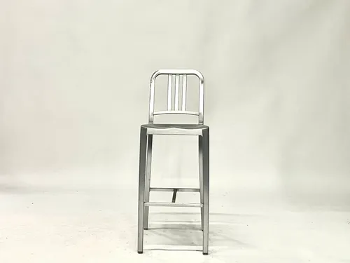 Silver Metal Bar Stool with Backrest