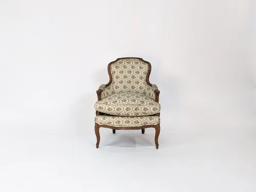 Prairie Floral Wood Frame Louis XV Bergere Lounge Chair