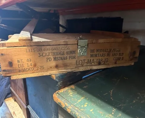 Wooden Crate with Lock and Text 