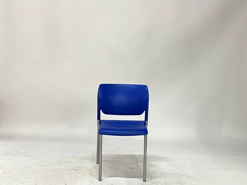 Cobalt Blue Plastic & Silver Aluminum Side Chair
