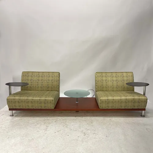 Green Waiting Room 2-Seater with Table & Outlets - SEB350