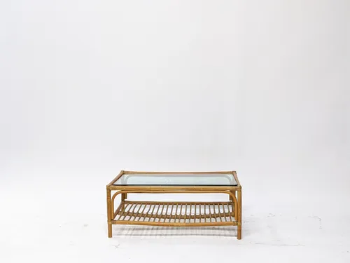Linear Bamboo & Glass Coffee Table