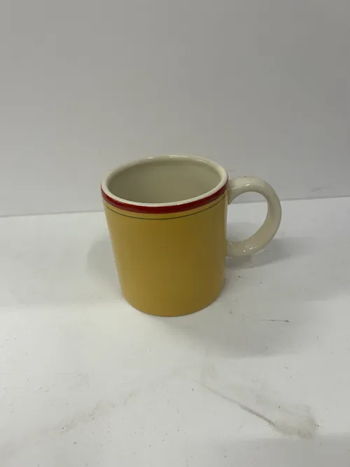Yellow Mug with Red and Green Rim