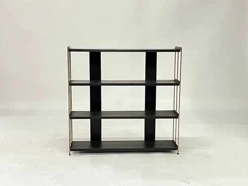 Black & Gold Wire Low Bookcase