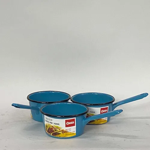 3pc Turquoise White Speckled Enamel Saucepan Set - KT184