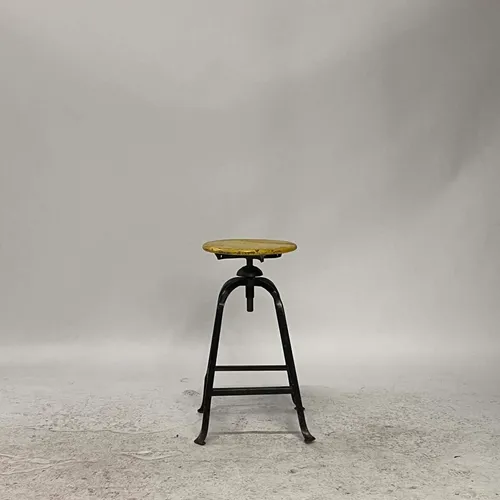 Black Metal & Yellow Wood Adjstable Bar Stool - SE2965