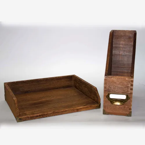 Rustic Wood Desk Tray & File Organizer - OF257