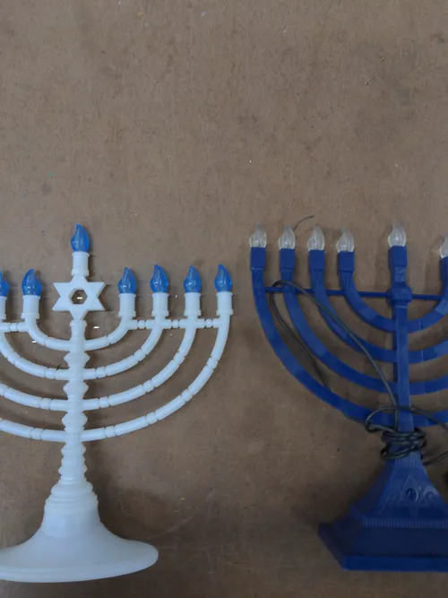 Assorted Blue and White Menorahs- Set of 2