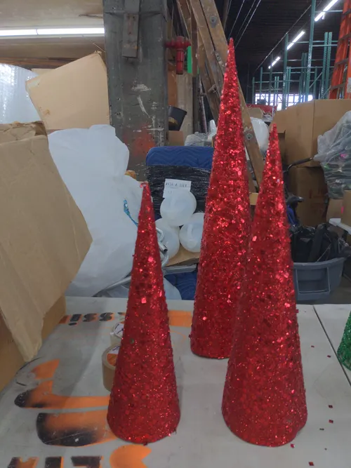 Modern Red Glitter Christmas Trees- Set of 3