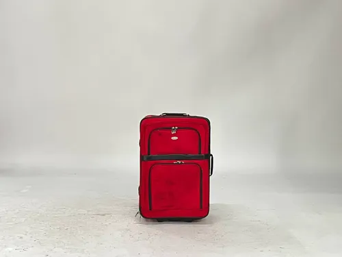 Red & Black 3-Pocket Rolling Suitcase