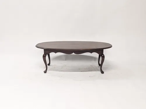 Oval Dark Walnut Queen Anne Coffee Table