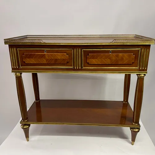 Wood Console Table with Gold Trim - TAB333
