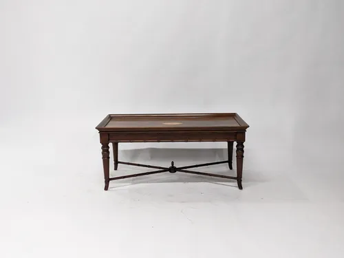 Rectangular Wood Coffee Table with Center Inlay