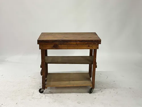 Antique Rolling 3-Tier Workshop Cart