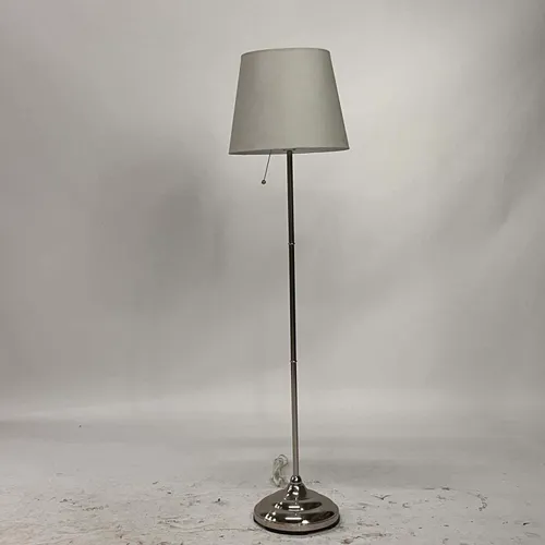 Polished Chrome Floor Lamp with Gray Shade - LI408