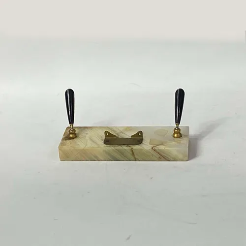 Vintage White Marble & Brass Pen Holder - OFA599