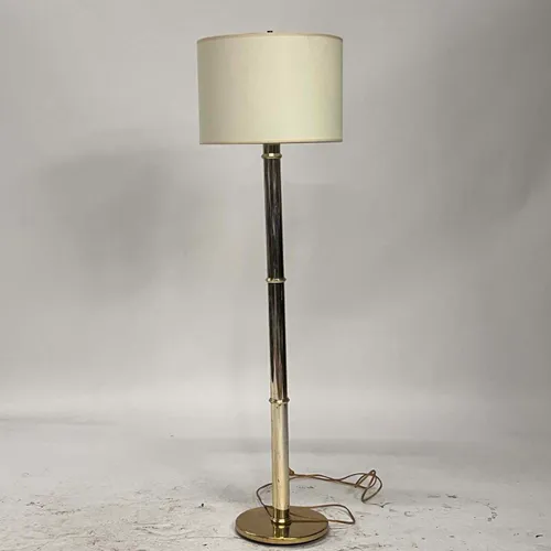 Pale Brass Floor Lamp with Off White Shade - LI419