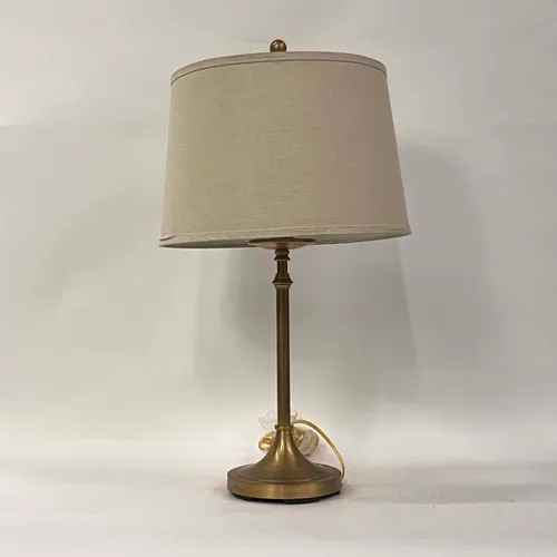 Brass Table Lamp with Gray Beige Shade - LI310
