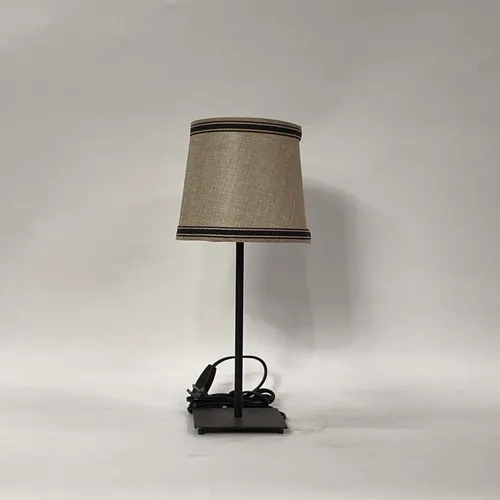 Black Metal Table Lamp with Gray & Black Shade - LI123