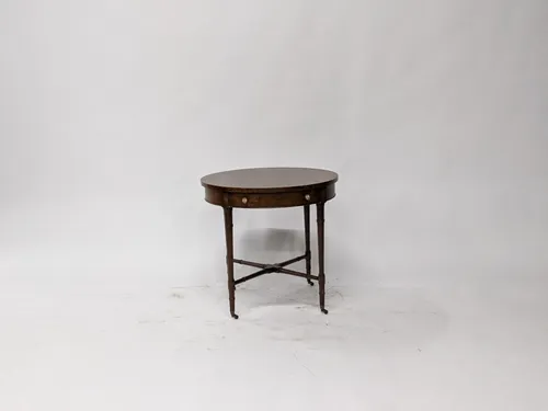 Vintage Walnut Burl Side Table with Drawer