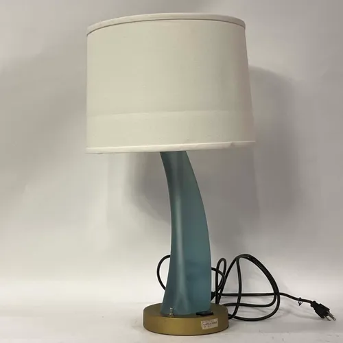 Blue Glass Table Lamp with Outlet - LI205