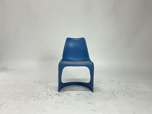 1970s Blue Plastic Cado Side Chair