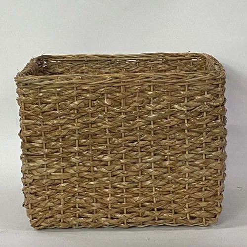 Braided Rectangle Wicker Basket With Handles - BSKT38