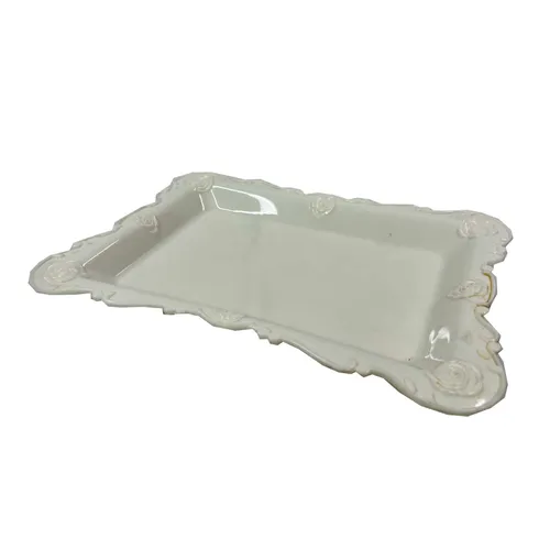 White Floral Tray - TR416