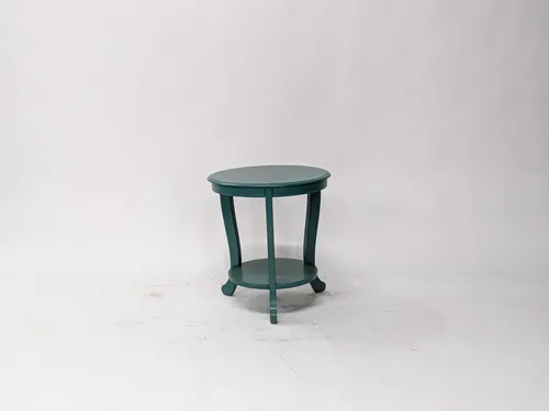 Contemporary Queen Anne Teal Side Table