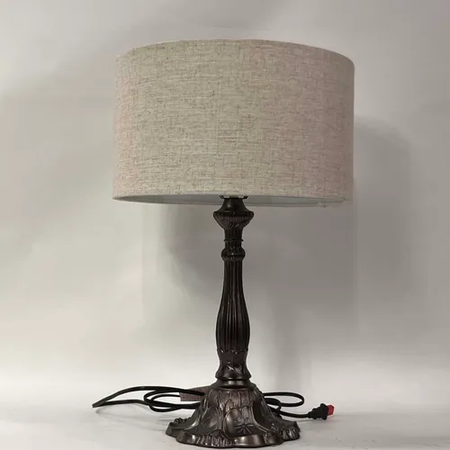 Dark Bronze Lily Pad Table Lamp with Gray Shade - LI258