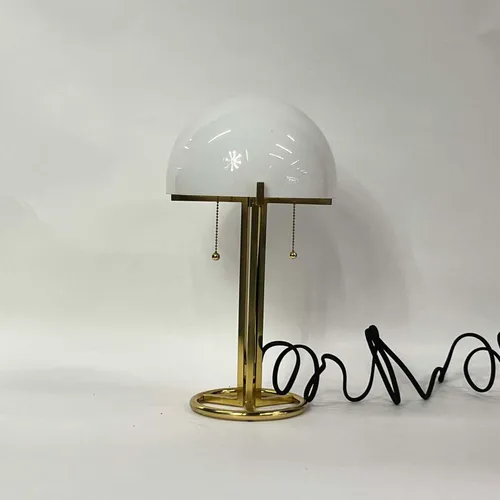 Brass Table Lamp with Glass Dome Shade & Pull Chain - LI20