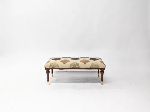 Beige Embroidered Bench on Casters