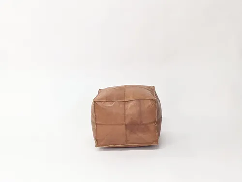 Honey Brown Leather Patchwork Ottoman