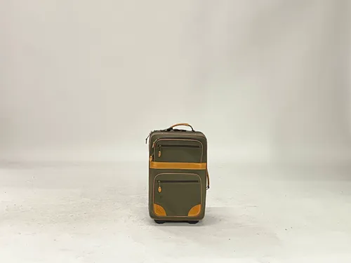 Olive Green & Camel Leather 4-Pocket LL Bean Rolling Suitcase
