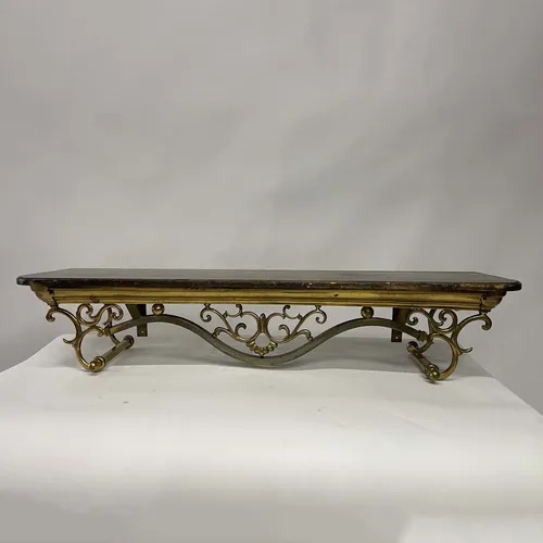 Decorative Wood Top & Gold Metal Floating Shelf - CGB331