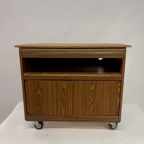 Wood Rolling TV Stand With Shelf & Cabinet - CGB332