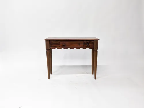 Scalloped Edge Wood Console Table with Drawer