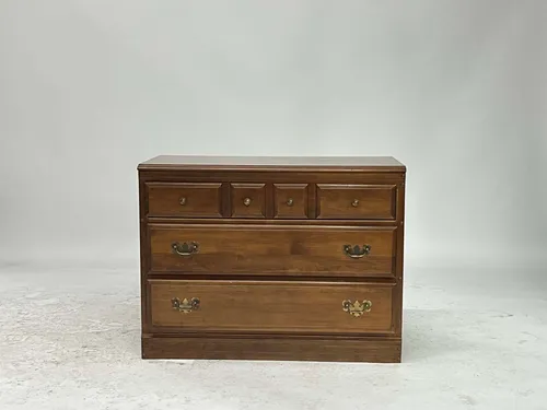 Solid Wood 3-Drawer Dresser with Brass Chippendale Pulls & Knobs