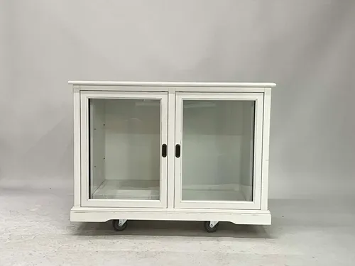White Painted Wood & Glass 2-Door Display Cabinet