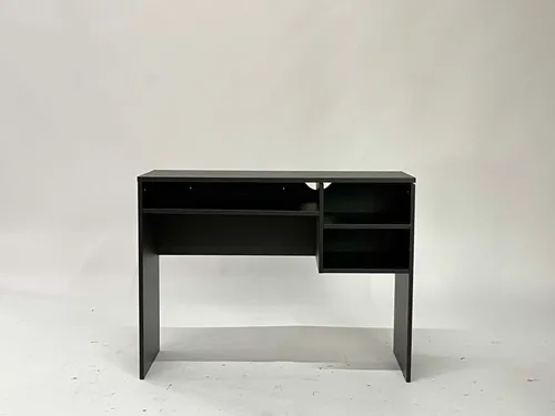 Black Laminate 2-Shelf Desk with Keyboard Tray