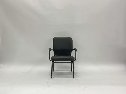 Black Leather & Steel Armchair