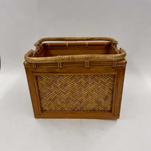 Wooden Woven Box With Handle - DEB518