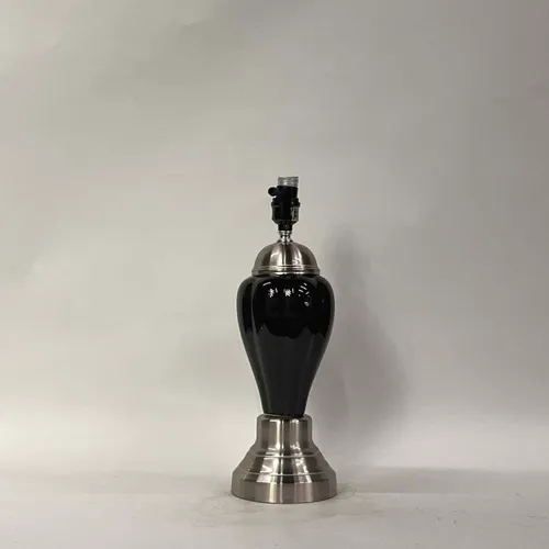 Black Glass & Silver Nickel Table Lamp - LI285