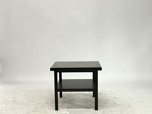 Black Metal & Black Marble Square End Table