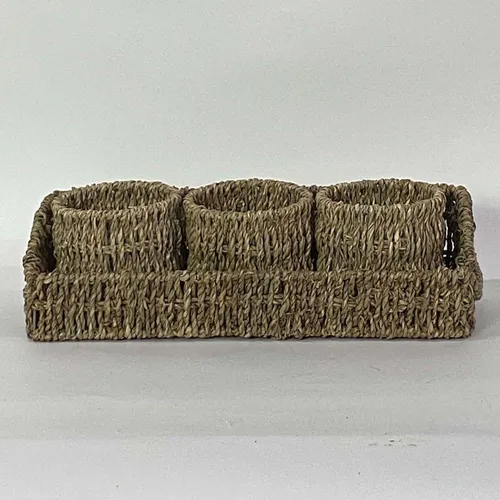 Jungle Vine 3Pc Woven Mini Basket And Tray Set - BSKT62