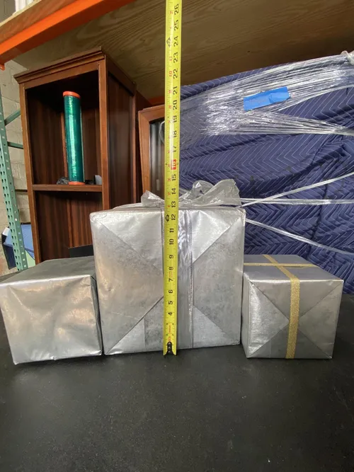 Textured Silver Wrapped Presents- Set of 3