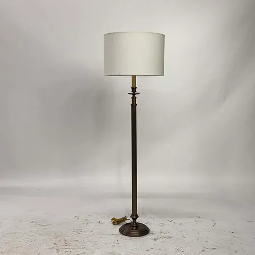 Antique Bronze Candlestick Floor Lamp with White Shade - LI405