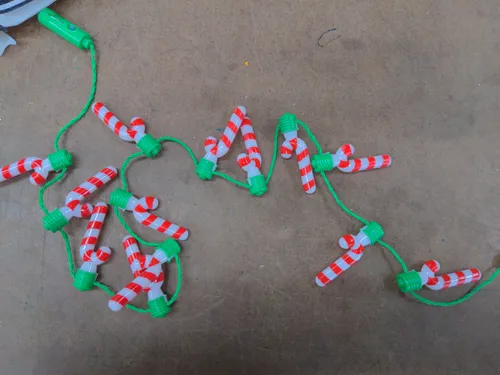 Candy Cane String Lights with Green Wire