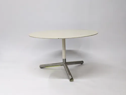 Round White & Steel Tripod Base Dining Table