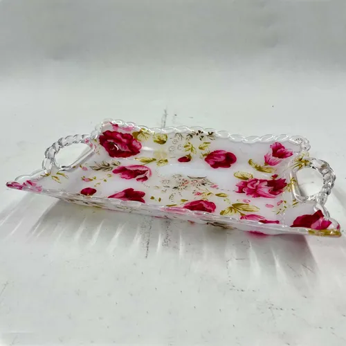 White Tray with Red & Pink Roses - TR415